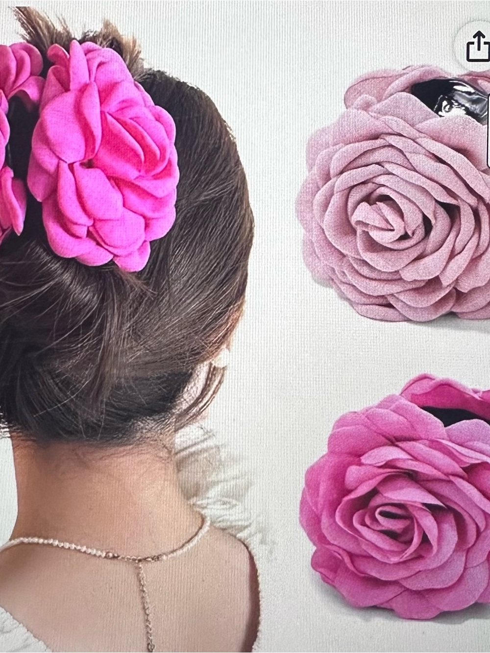 Rose Flower Hair Clip - Womens Floral Hair Accessory 2 pack